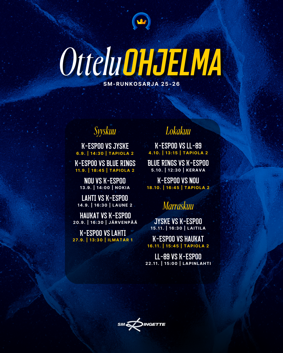 Runkosarjan otteluohjelma